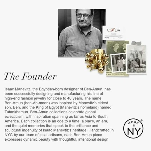 New Ben-Amun 24k Gold Plated Crystal Locket Necklace NWT - Picture 4 of 5